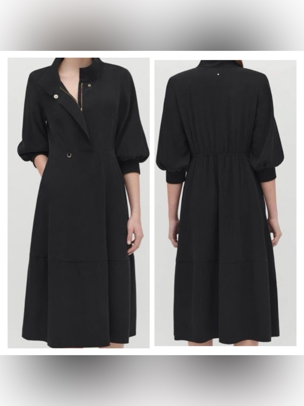 Cuyana Washable Silk Funnel Neck Dress SIZE:SMALL